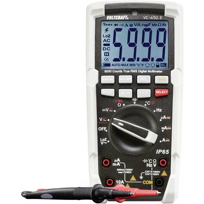 VOLTCRAFT VC-450 E digitálne/y ručný multimeter, ochrana proti vode (IP65), CAT III 1000 V, CAT IV 600 V, Displej (count-0
