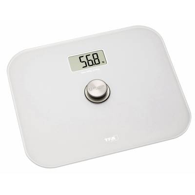Digitálna váha s displejom '56,8 kg' a 'max 180 kg/400 lb'. Hlavný vypínač uprostred.
