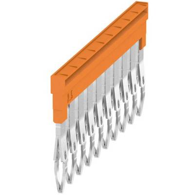 Elektrický konektor s viacerými kovovými pinmi na oranžovej základni, vhodný na prepojenie elektronických komponentov.