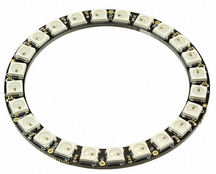 Kruhový LED panel s viacerými malými, rovnomerne usporiadanými LED diódami na čiernej doske plošných spojov.