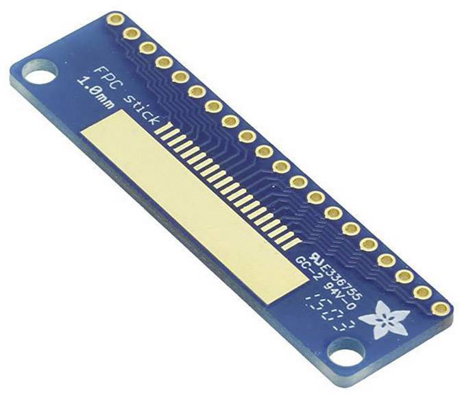 Modrý elektronický FPC modul dosky plošných spojov so zlatými kontaktmi s nápisom 'FPC Stick 1.0 mm'.