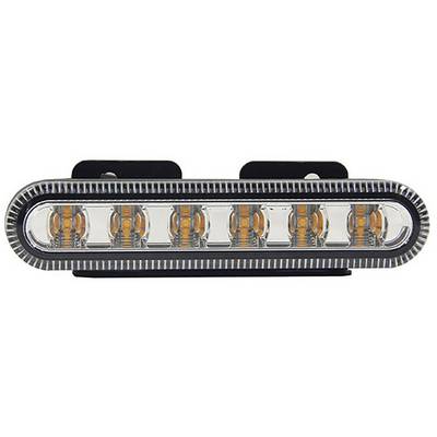 LED-lišta so šiestimi oranžovými svetlami v obdĺžnikovom puzdre. Vhodná pre automobilovú osvetlenie, priehľadný kryt.