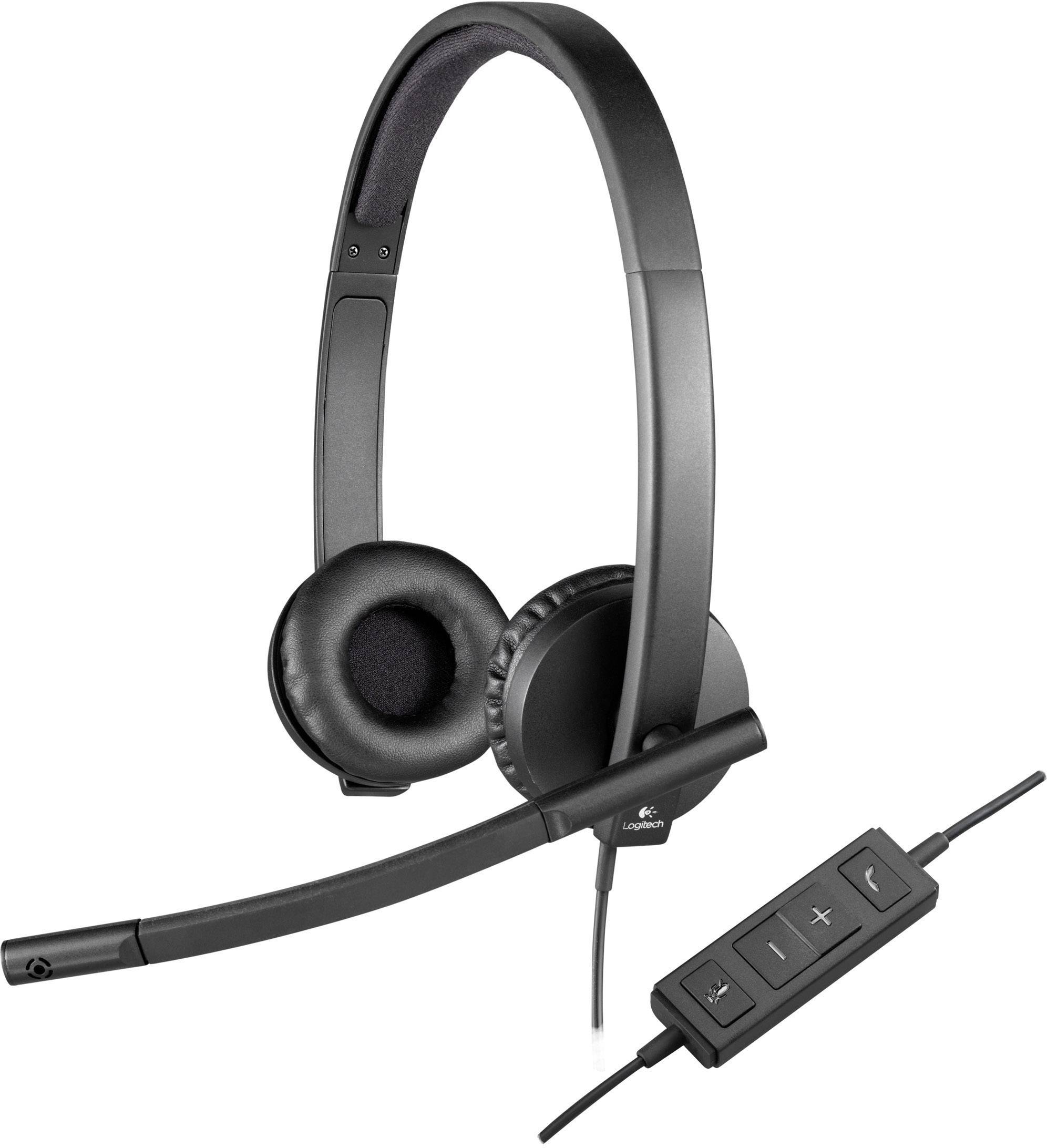Logitech H570e Computer Cuffie On Ear via cavo Stereo Nero Riduzione del rumore del microfono, Eliminazione del rumore regolazione del volume, Muto
