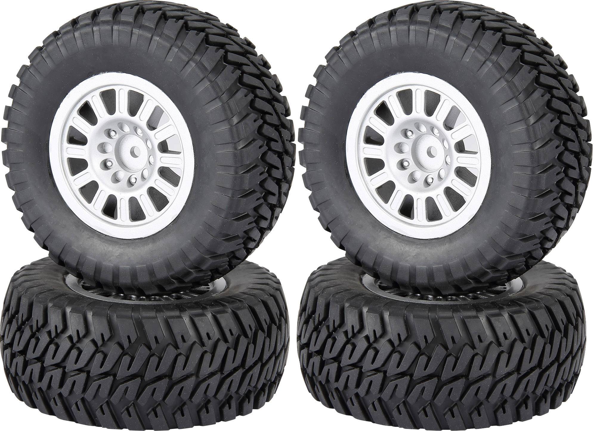 Reely 1, 10 Buggy Complete Wielen Block-Profiel 12-spaaks Zilver 4 Stuk(s)