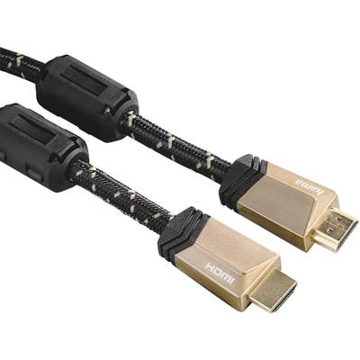 Hama HDMI prepojovací kábel Zástrčka HDMI-A, Zástrčka HDMI-A 1.50 m čierna 00122210 pozlátené kontakty, s feritovým jadr