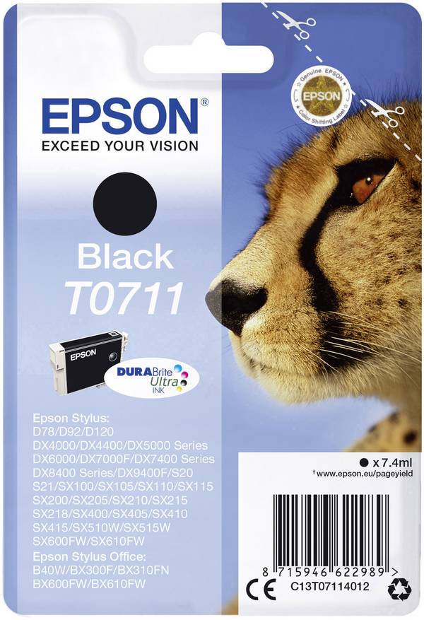 Epson T0711 atramenty originál náhradný Epson C13T07114012 čierna