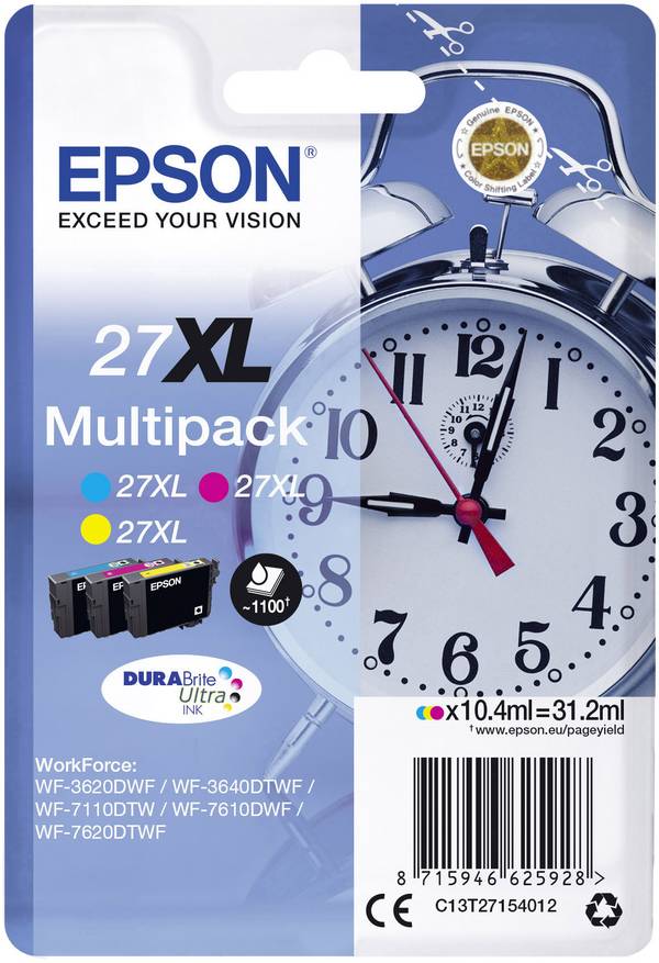 Epson T2715, 27XL atramenty originál  zelenomodrá, žltá, purpurová