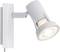 Biela, moderná nástenná lampa s nastaviteľnou hlavicou. Vhodná na cielené osvetlenie priestorov alebo objektov.