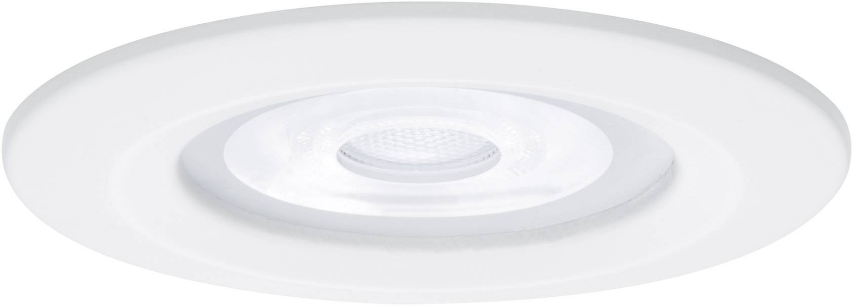 Okrúhle LED stropné podhľadové svietidlo s bielym rámom a centrálnym osvetľovacím prvkom, vhodné pre modernú interiérovú svetelnú výbavu.