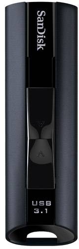 SanDisk USB 3.1 kľúč s čiernym, štíhlym dizajnom, vysunutý konektor a nápis 'USB 3.1'.