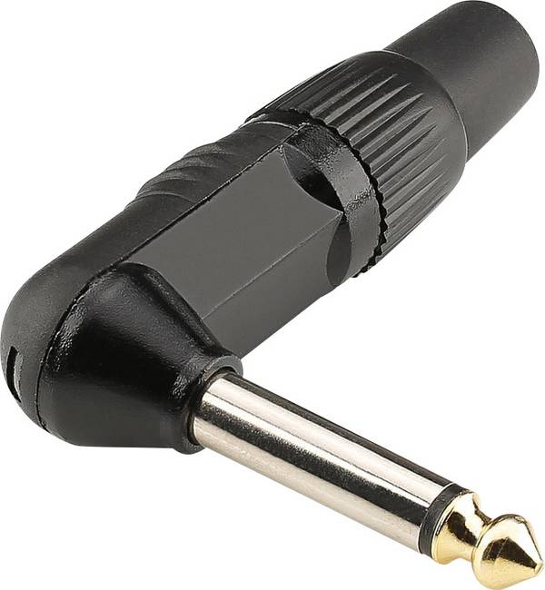 Hicon HI-J63MA06 jack konektor 6.35 mm zástrčka, zahnutá Pólov: 2  čierna 1 ks