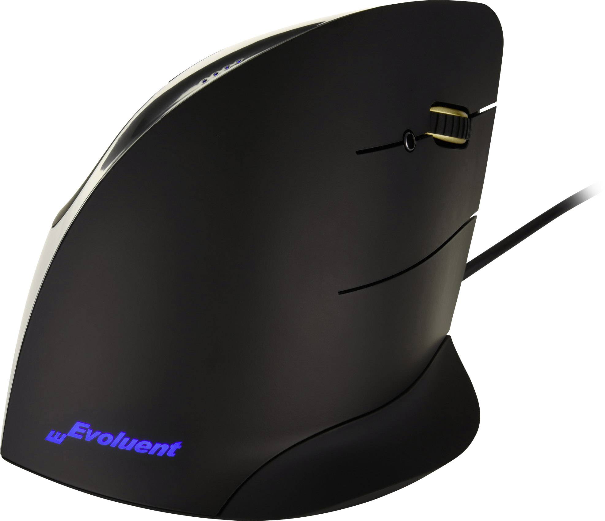 Evoluent Vertical Mouse Corded Right Hand Mouse ergonomico USB Ottico Nero, Argento 5 Tasti Ergonomico