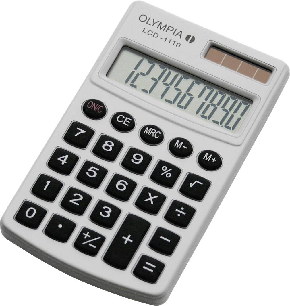 Olympia LCD 1110 vrecková kalkulačka, displej (počet míst) 10, solárny pohon, na batérie, biela