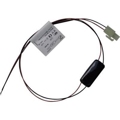 Elektronický adaptér s káblami a zástrčkou. Na adaptéri sú viditeľné technické informácie a symboly.