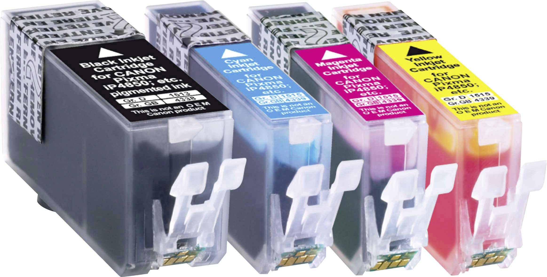 Basetech Ink náhradný Canon PGI-525PGBK, CLI-526C, CLI-526M, CLI-526Y kompatibilná kombinované balenie čierna, zelenomodrá, purpurová, žltá BTC81 1513,0050-126
