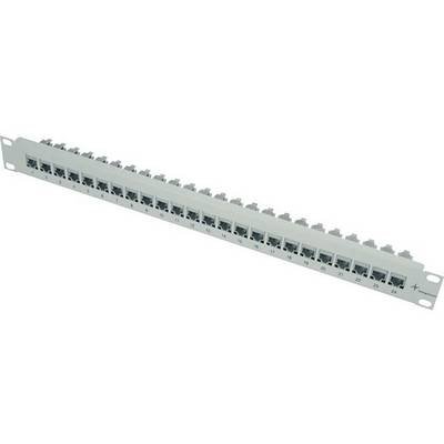 Sieťový patch panel s 24 portami RJ45, očíslovanými od 1 do 24. Používa sa na organizáciu a správu káblových prepojení.