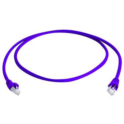 Fialový sieťový kábel s dvoma RJ45 konektormi na koncoch.
