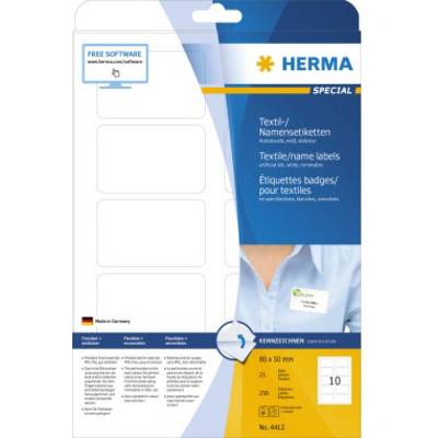 Balenie textilných etikiet značky Herma, vhodné pre tlačiarne a ručné popisovanie. Obsahuje 25 listov, 250 etikiet.