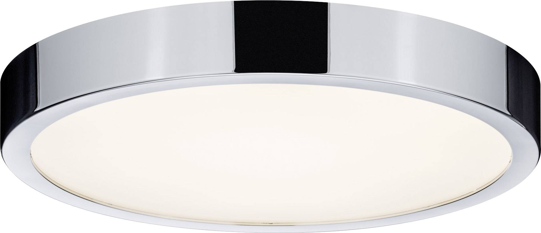 Okruhové stropné svietidlo v chrómovom prevedení s bielou svietiacou plochou, moderne a minimalisticky navrhnuté, ideálne pre súčasné interiéry.