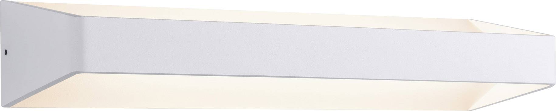 Nástenná lampa s obdĺžnikovým bielym krytom. Moderný dizajn, vyžaruje difúzne svetlo smerom nahor a nadol. Vhodná do interiérov.