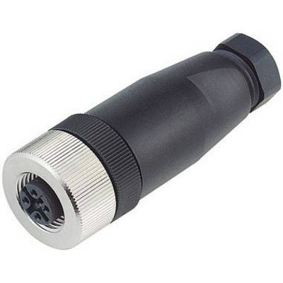 Čierny konektor so štyrmi kolíkmi, kovovým krúžkom a plastovým púzdrom, vhodný pre priemyselné aplikácie alebo audio zariadenia.