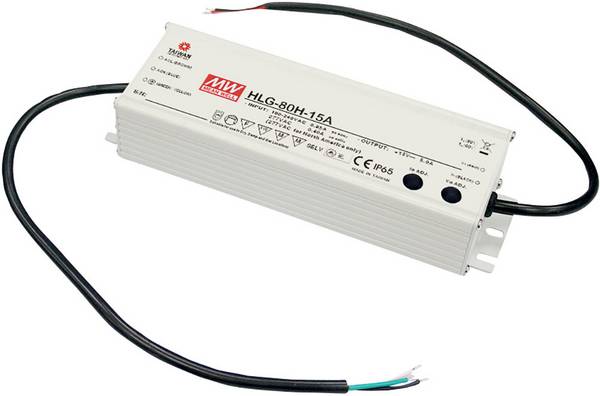 MEAN WELL HLG-80H-12B LED driver, napájací zdroj pre LED  konštantné napätie, konštantný prúd 60 W 5 A 7.2 - 12 V/DC stmievateľný, PFC spínacie obvod, ochrana proti prepätiu