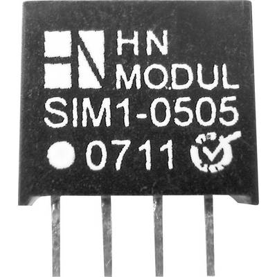 Malá elektronická súčiastka s nápisom 'HN MODUL SIM1-0505 0711', štyri kovové kolíky dole.