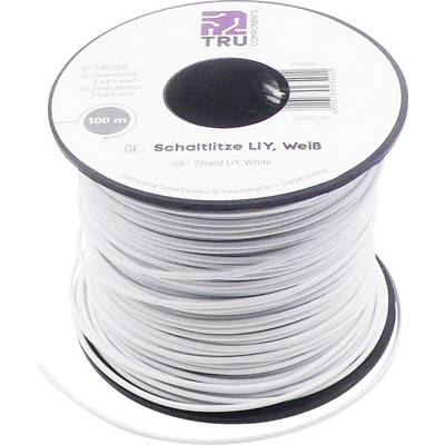 Cievka s 100 metrami bielej inštalačnej šnúry LiY, vhodná pre elektronické projekty. Výrobca: TRU Components. Prierez vodiča: 1,0 mm².
