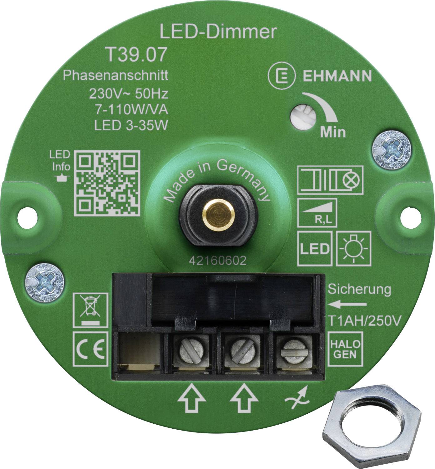Ehmann 3960x0710ch stmievač pod omietku Vhodné pre svietidlo: LED žiarovka, halogénová žiarovka, žiarovka biela