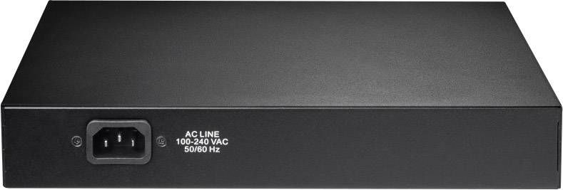 Čierne obdĺžnikové elektronické zariadenie s napájacím vstupom, označené štítkom 'AC LINE 100-240 VAC 50/60 Hz'.