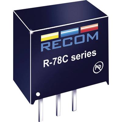 Menič napätia RECOM R-78C série s tromi pripájacími kolíkmi, čierne puzdro, bezolovnatý.