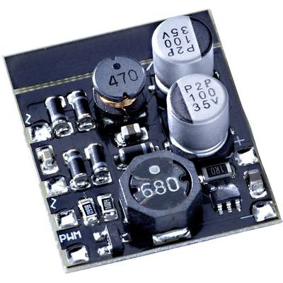 Detailný záber elektronického obvodu s kondenzátormi a cievkou, typický pre napäťové regulátory alebo komponenty napájacích systémov.