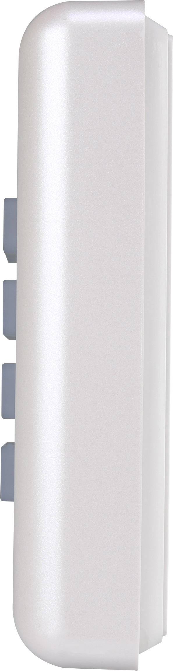 Bočný pohľad na zariadenie s viacerými obdĺžnikovými tlačidlami na ľavej strane.