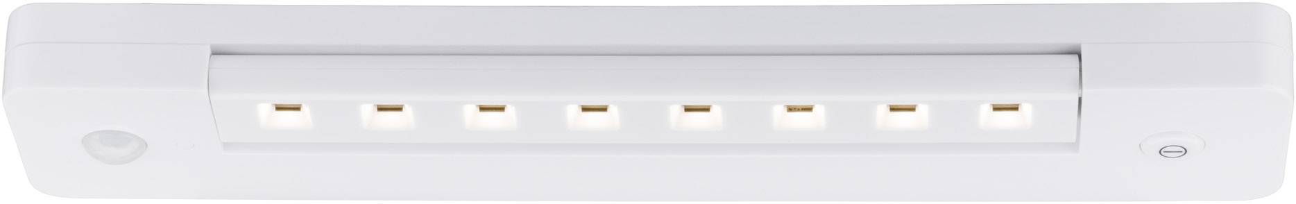 Biela LED podskrinková lampa s ôsmimi svetelnými bodmi, vhodná na osvetlenie pracovných dosiek v kuchyniach.