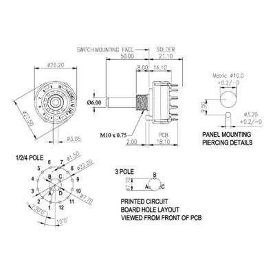 TRU COMPONENTS TC-DS1X12P otočný spínač 0.35 A Počet pozícií prepínače 12 12 x 30 ° 1 ks
