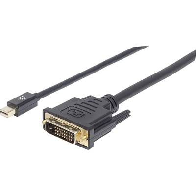 Čierny kábel s miniDisplayPort konektorom na jednej strane a DVI konektorom na druhej strane.