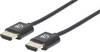 Manhattan HDMI prepojovací kábel Zástrčka HDMI-A, Zástrčka HDMI-A 1.00 m čierna 394352 4K UHD, fóliové tienenie, tienenie pletivom, guľatý, UL certifikácia, veľmi flexibilné, pozlátené kontakty HDMI kábel