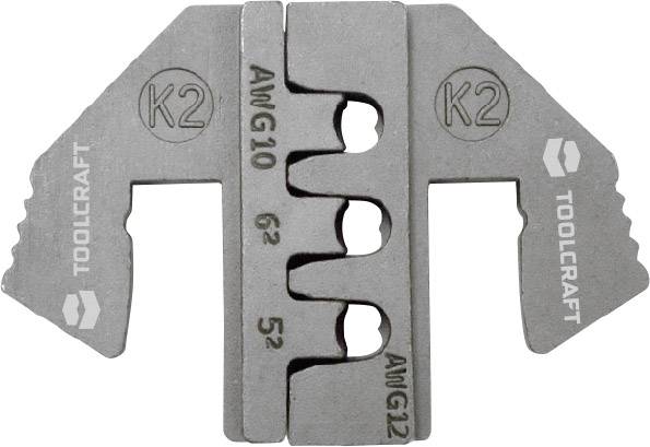 TOOLCRAFT PLE-0K2 Náhradné čeľuste pre krimpovacie kliešte Vhodné pre konektor: DEUTSCH Oblasť stlačenie AWG: 10 do 12 awg Vhodné pre značku: TOOLCRAFT PZ-500