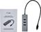 USB-C hub s tromi USB 3.0 portami a jedným gigabitovým ethernetovým pripojením. Balenie s viditeľným užívateľským manuálom.