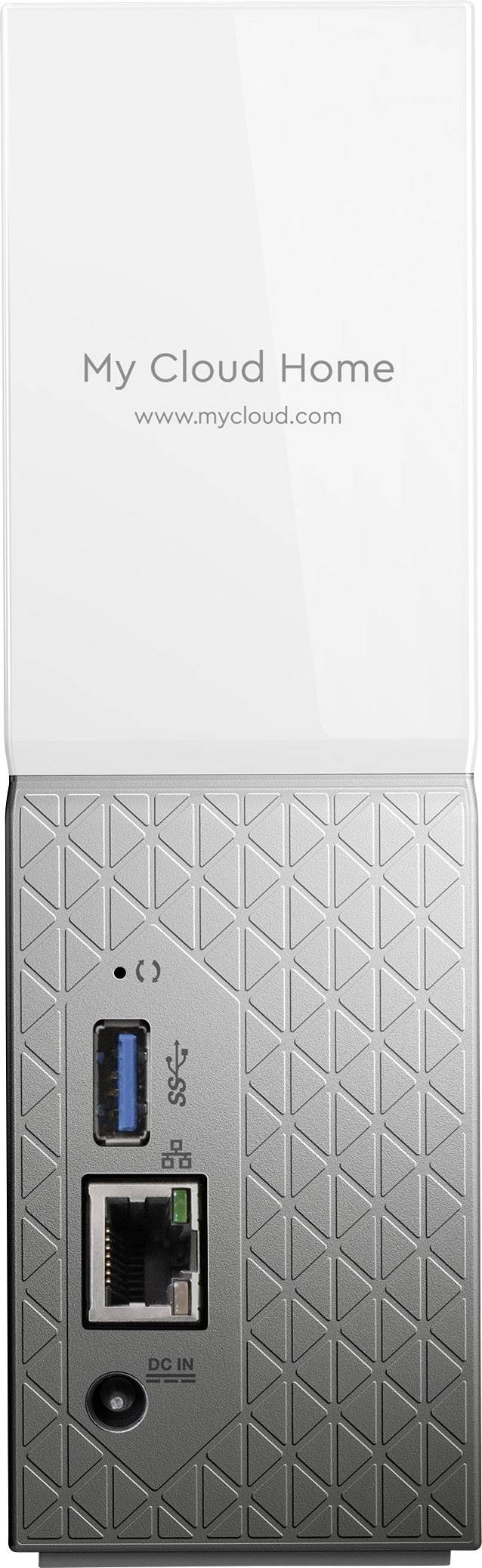 Externý pevný disk 'My Cloud Home' s USB, ethernetovým portom a napájaním.