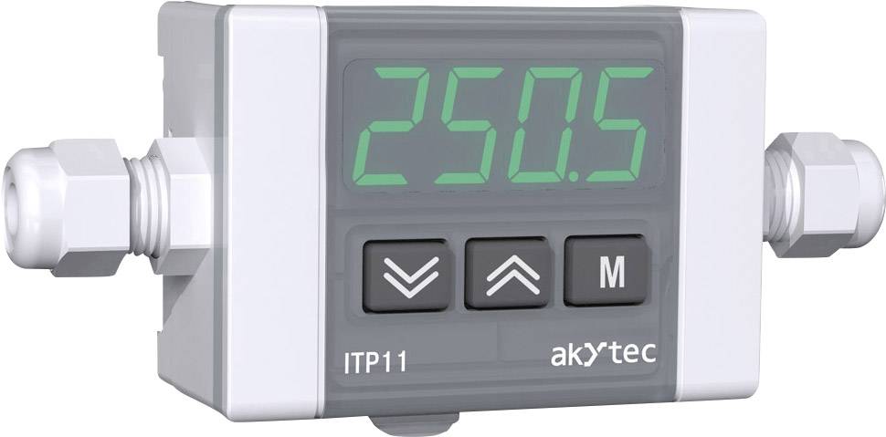Elektronické zariadenie s displejom zobrazuje '250.5'. Pod ním sú tri tlačidlá s označením 'ITP11' a 'akytec'.