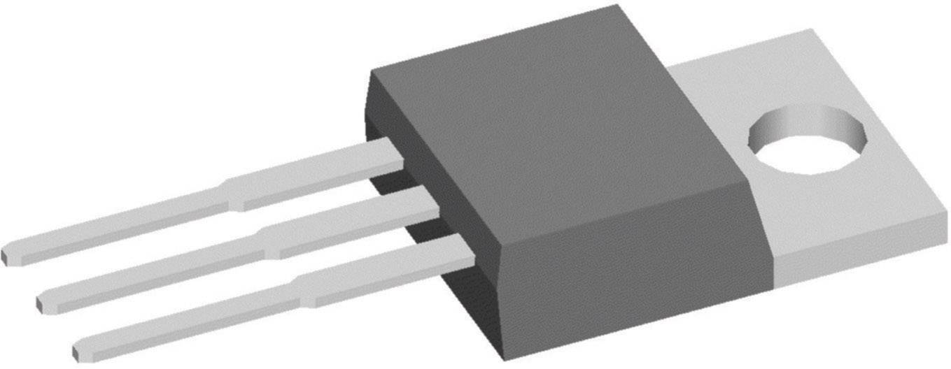 Trojnožkový tranzistor v púzdre TO-220, ktorý sa často používa v elektronických obvodoch na zosilnenie prúdu.