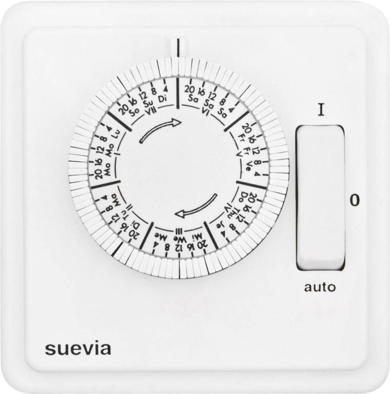 Suevia SU280439 Timer da incasso analogico analogico Settimanale 1200 W IP20 Programma acceso/auto/spento