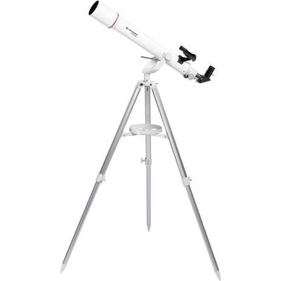 Biele teleskop na striebornom stojane, pripravené na pozorovanie hviezd. Ideálne pre amatérskych astronómov.