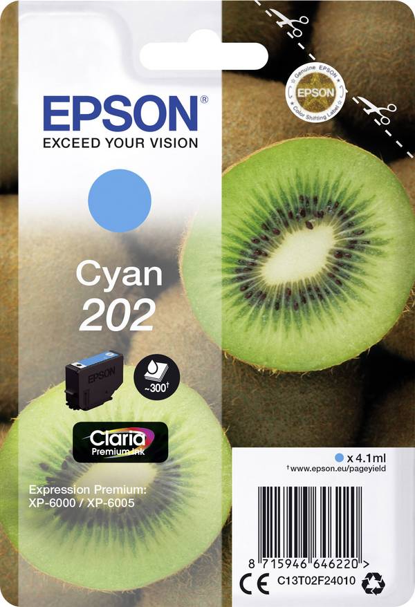 Epson 202 atramenty originál náhradný Epson C13T02F24010 zelenomodrá