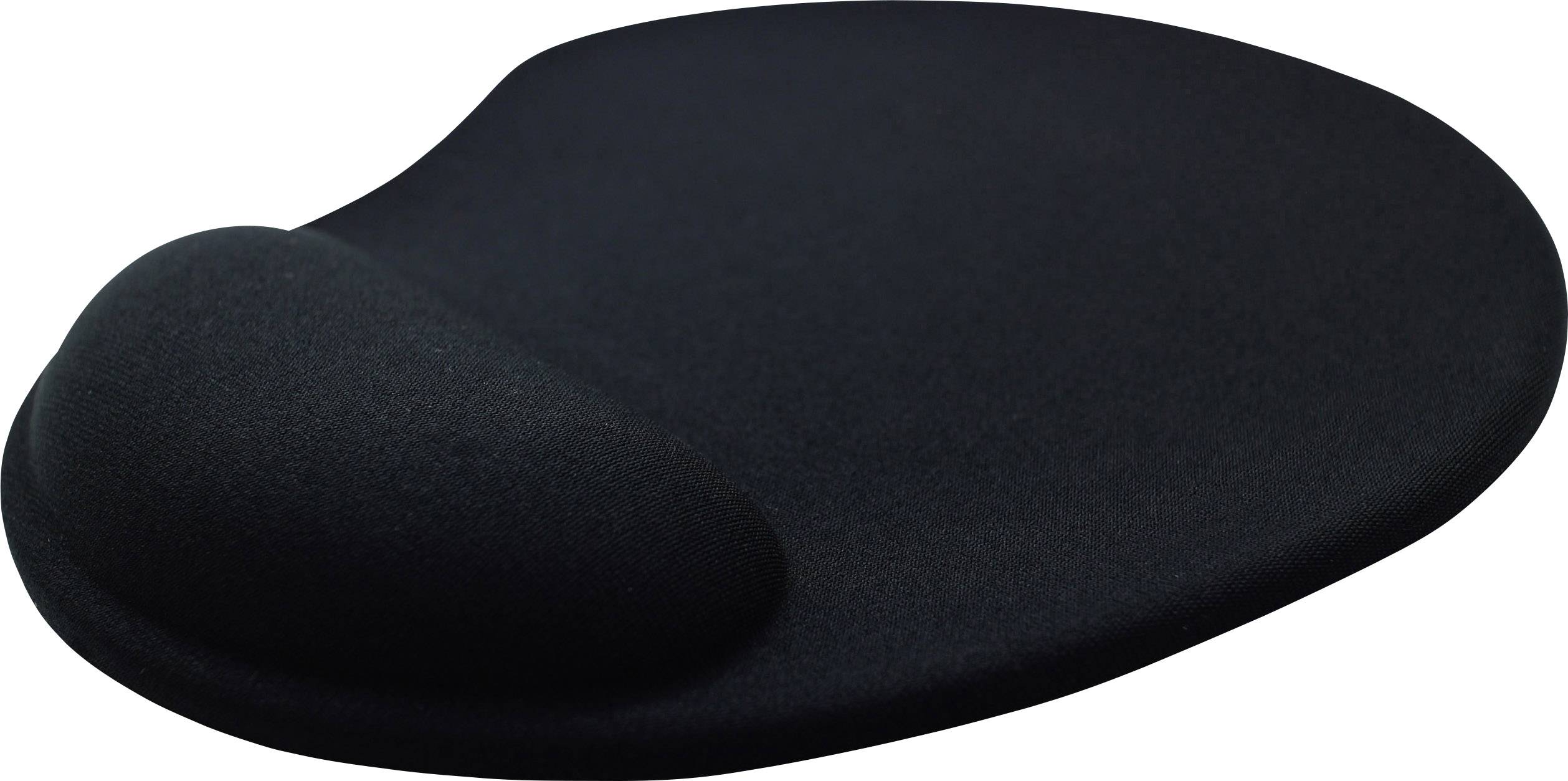 Čierna podložka pod myš s ergonomickou gélovou opierkou zápästia pre podporu a pohodlie počas dlhšej práce na počítači.