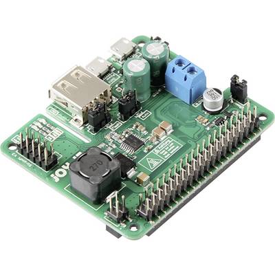 Malá zelená doska plošných spojov s kondenzátormi, konektormi a USB portom. Vhodná pre elektronické DIY projekty alebo robotiku.