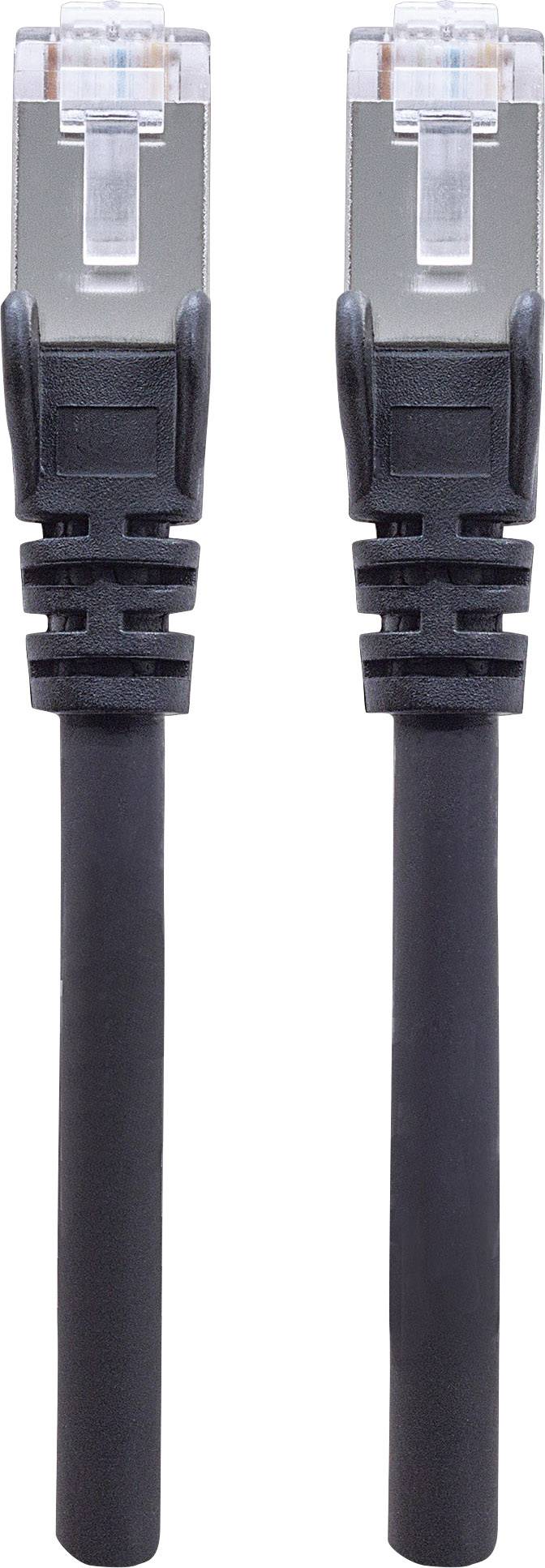 Dva čierne ethernetové káble s RJ45 konektormi, vedľa seba. Sú určené pre sieťové pripojenia v počítačových sieťach.
