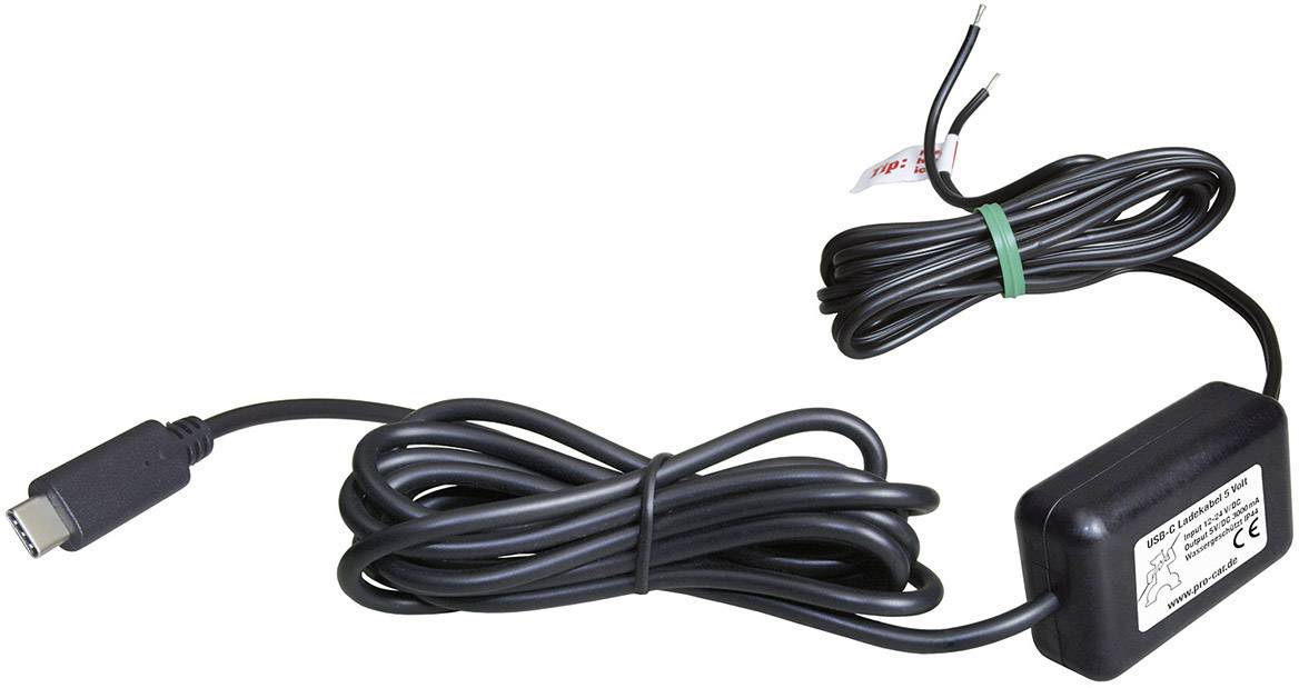 Čierna USB-C nabíjacia kábel s obdĺžnikovým adaptérom v strede a dvoma otvorenými káblovými koncami na druhej strane.