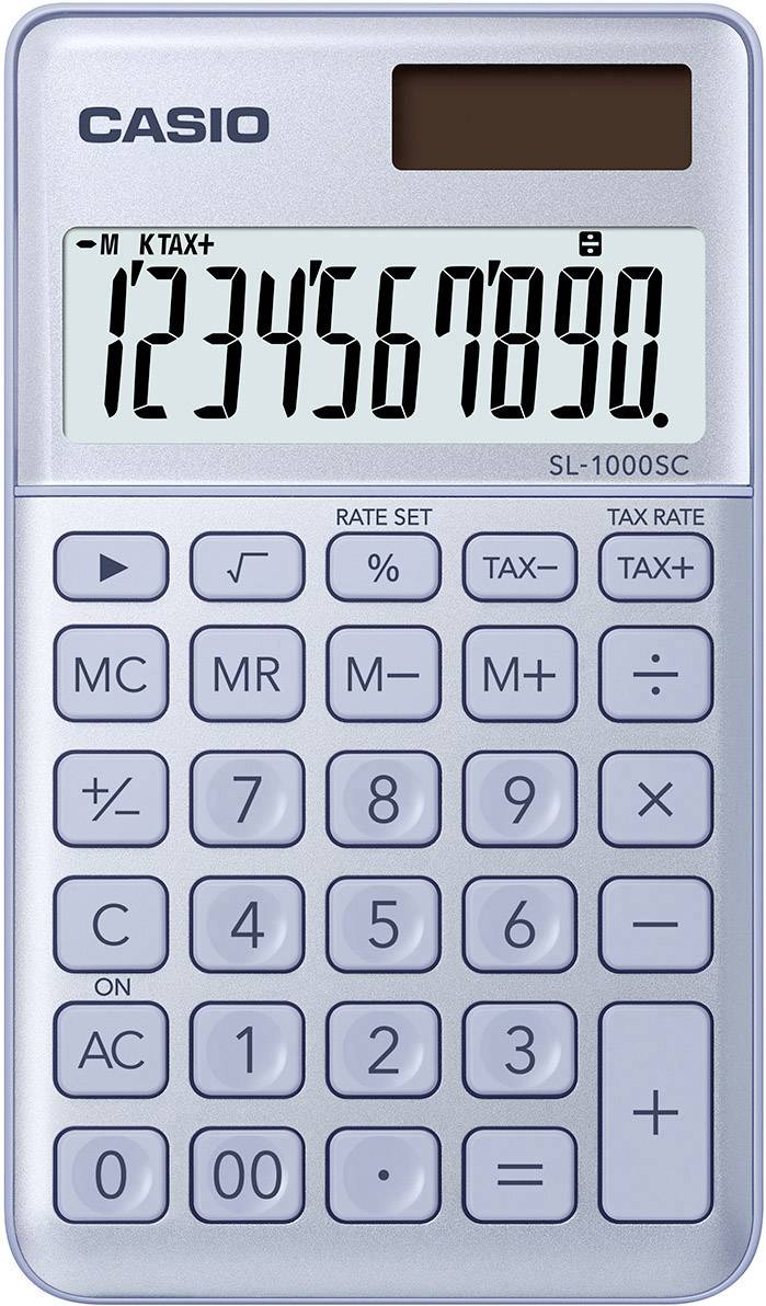 Casio SL-1000SC vrecková kalkulačka, displej (počet míst) 10, solárny pohon, na batérie, modrá